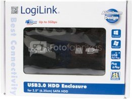 Logilink External hard drive enclosure, black 2.5", SATA, USB 3.0