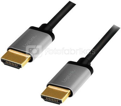 LogiLink HDMI cable 4K/60Hz, alu , black, 1m