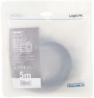LogiLink HDMI cable 4k/60hZ, ALU , black, 5m
