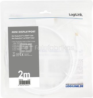 Logilink Mini DisplayPort to HDMI CV0123 2 m
