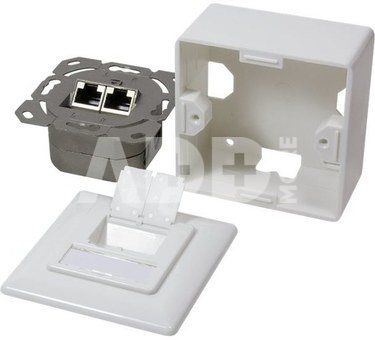 Logilink Wall outlet 2xRJ45 UTP 5e, universal surface/undersurface mount, white color RAL9010