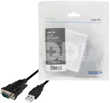 Logilink AU0048A USB 2.0 cable, USB-A/M to DB9/M, serial, Win 11, black, 1.5 m