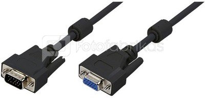 LogiLink VGA extension cable male female, black, 5m