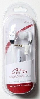 Media-Tech MAGICSOUND DS-2 - STEREO EARPHONES WITH MICROPHONE, WHITE