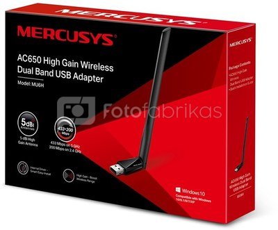 Mercusys AC650 High Gain Wireless Dual Band USB Adapter MU6H