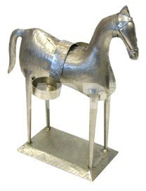 Metal Figurine Horse with 2 tealight holders H30 cm