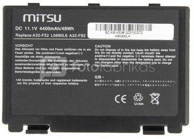 Mitsu Battery for Asus F82, K40, K50, K60, K70 4400 mAh (49 Wh) 10.8 - 11.1 Volt
