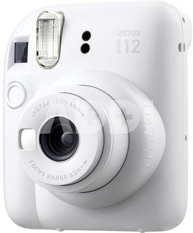 Momentinis fotoaparatas instax mini 12 CLAY WHITE + PRIEDŲ rinkinys (DĖKLAS, ALBUMAS, RĖMELIAI SU SEGTUKAIS) + instax mini glossy (10pl)