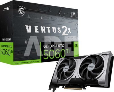MSI GeForce RTX 5060 Ti 16G VENTUS 2X OC PLUS | NVIDIA | 16 GB | GeForce RTX 5060 Ti | GDDR7 | HDMI ports quantity 1 | PCI Express Gen 5 x16 (uses x8)