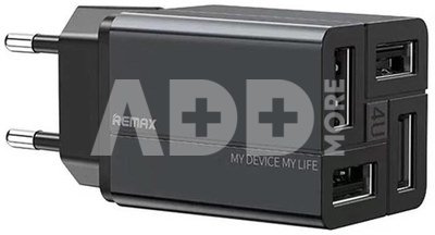 Nástěnná nabíječka Remax, RP-U43, 4x USB, 3,4A (černá)