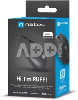 Natec Mouse, Ruff Plus, Wired, 1200 DPI, Optical, Black