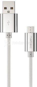 Natec Prati, USB Micro to Type A Cable 1m, Nylon, Silver