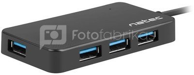 Natec USB 3.0 HUB, Silkworm, 4-Port, Black
