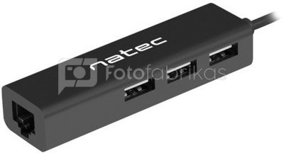Natec USB Type-C 2.0 HUB, Butterfly, 3-Port + RJ45