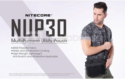 Nitecore NUP30 Multi purpose utility pouch attached to the MOLLE System or for cross body carry