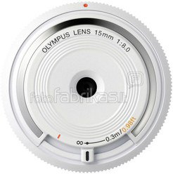 Olympus body cap lens 15mm f/8.0, white