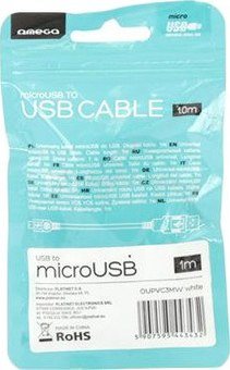 Omega cable microUSB 1m, white (44343)