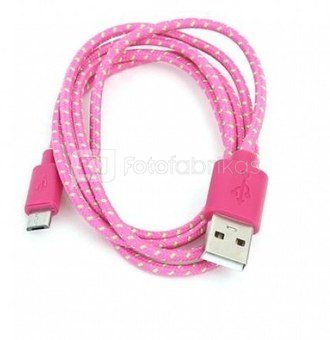 Omega cablemicroUSB 1m braided, pink (42319)