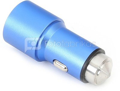 Omega car charger 2xUSB 2100mA Metal, blue (43343)
