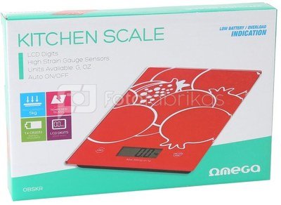 Omega kitchen scale OBSKR, red