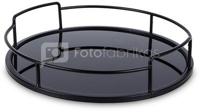 Padėklas metalinis apvalus su stiklu juodos sp. 7x32x32 cm 138265