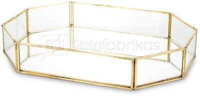 Padėklas metalinis su veidrodžiu aukso sp. 4x25x18 cm 135855