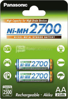 Panasonic аккумуляторные батарейки NiMh 2700mAh AA/2B