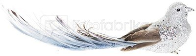 Paukštelis su plunksnomis prisegamas sidabrinės sp. 18 cm 1631 KLD