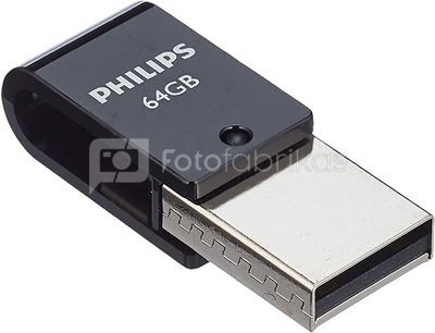 Philips 2 in 1 Black 64GB OTG microUSB + USB 2.0