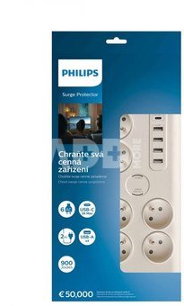 Philips Surge protector 6 sockets AC Fr 40W, 2 m