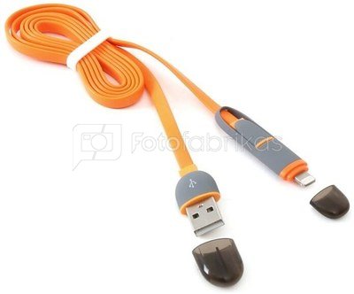Platinet cable USB - microUSB/Lightning 1m, orange (42873)