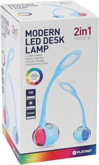 Platinet desk lamp PDL20 7W 2in1, blue (43737)