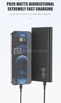 Platinet power bank 10000mAh PD QC LED, black