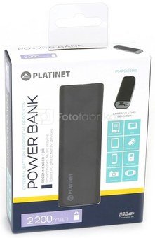 Platinet power bank 2200mAh PMPB22BB, black/grey