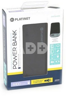 Platinet Power Bank 4400mAh + фонарик, черный/серый