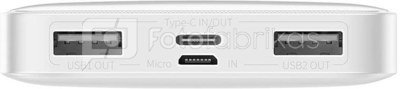 Powerbank Baseus Bipow 10000mAh, 2xUSB, USB-C, 15W (white)