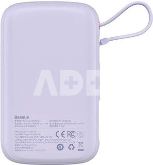 Powerbank Baseus Qpow Pro with USB-C cable, USB-C, USB, 10000mAh, 22.5W (purple)