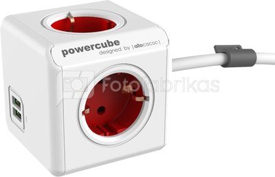 Allocacoc PowerCube Extended USB Red 1,5m cable