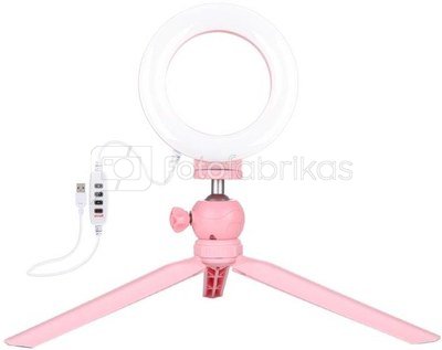 Puluz Tripod with 12cm LED Ring PKT3091F (pink)