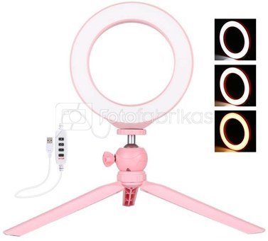 Puluz Tripod with 16cm LED Ring PKT3092F (pink)