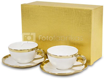 Puodeliai komp. 2 vnt. balti su aukso sp. dekoracija 5,5x12,5x9,5 cm 112255