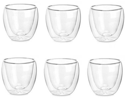 Puodeliai stikliniai 6 vnt su dvigubomis sienelėmis 100 ml Vivalto 85369