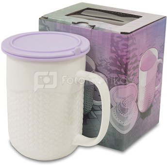 Puodelis arbatai su silikoniniu dangčiu violetinės sp. 12,5x12x8,5 cm 118874