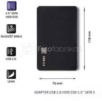 Qoltec Hard drive adapterUSB2.0 HDD/SSD 2.5" SATA3 blac