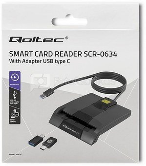 Qoltec Intelligent smart ID card reader, USB type C