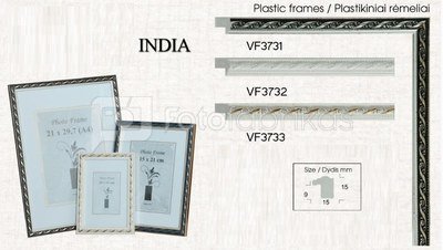 Rėmelis 15x21 plast INDIA VF3731 juodas su sidabru | 15 mm