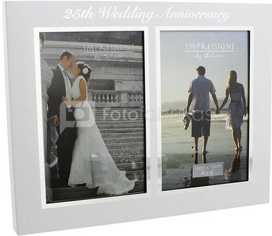Rėmelis 2-ms nuotraukoms 10x15 cm 25 vestuvių metinėms WG60825 metalinis