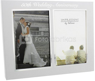 Rėmelis 2-ms nuotraukoms 10x15 cm 50 vestuvių metinėms WG60850 metalinis