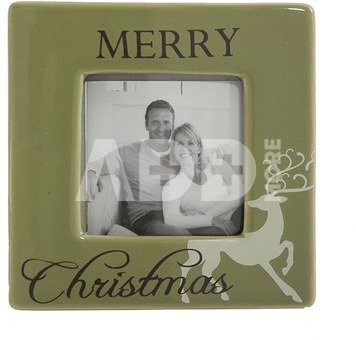 Rėmelis kvadratinis "Merry Christmas" 10x10 cm. XM227 keramikinis KLD