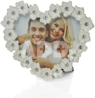 Rėmelis metalinis širdies formos "baltos gėlės" F46144-AW41 10x10 SAVEX